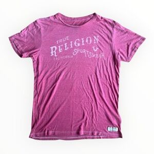 True Religion Jeans Women’s Large T-shirt Red Logo USA